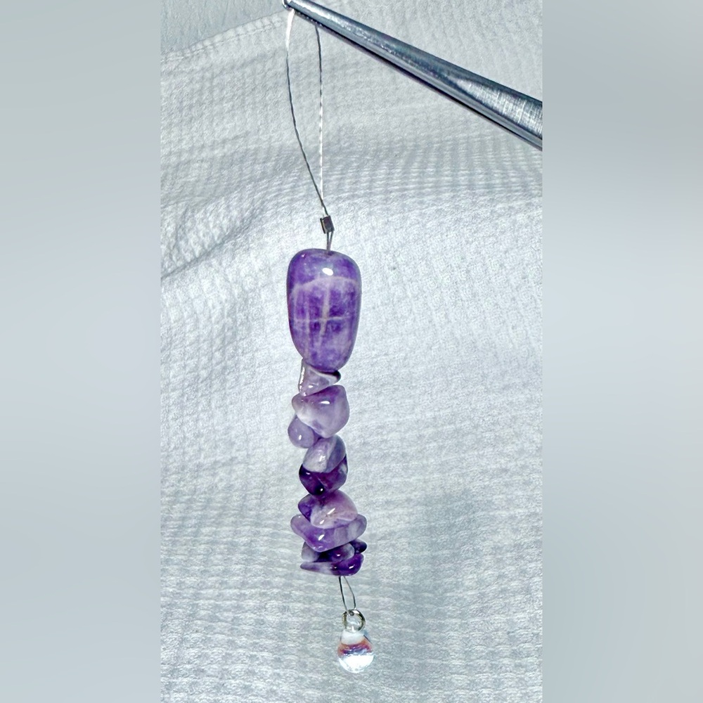 Real SEMI-PRECIOUS amethyst cell phone wristlet, lanyard, keychain/bag charm